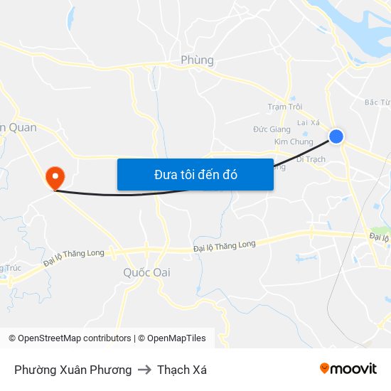 Phường Xuân Phương to Thạch Xá map