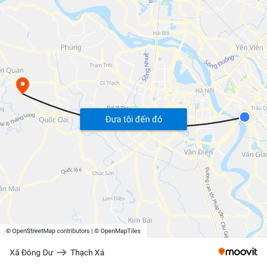 Xã Đông Dư to Thạch Xá map