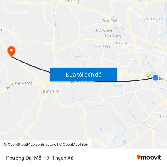 Phường Đại Mỗ to Thạch Xá map