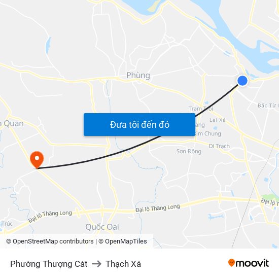 Phường Thượng Cát to Thạch Xá map