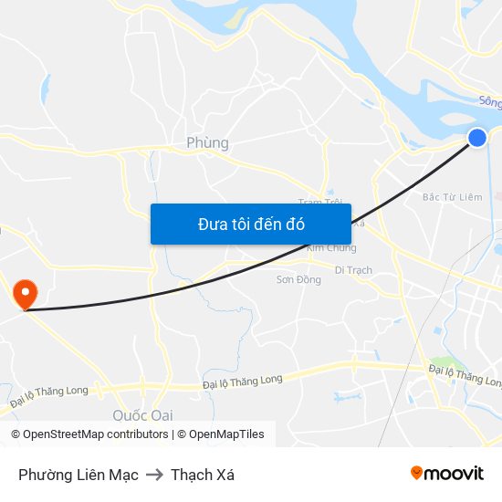 Phường Liên Mạc to Thạch Xá map