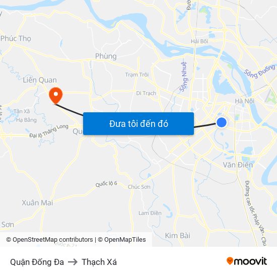 Quận Đống Đa to Thạch Xá map