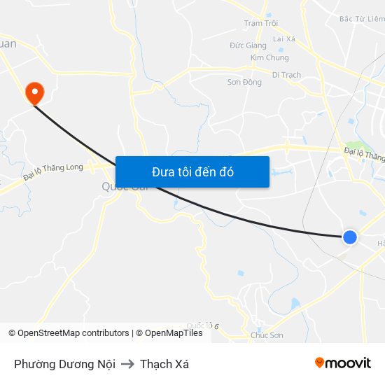 Phường Dương Nội to Thạch Xá map