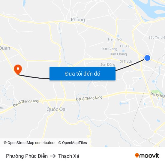 Phường Phúc Diễn to Thạch Xá map