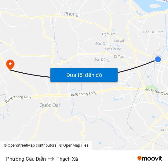 Phường Cầu Diễn to Thạch Xá map