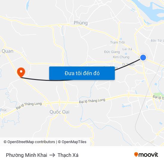 Phường Minh Khai to Thạch Xá map