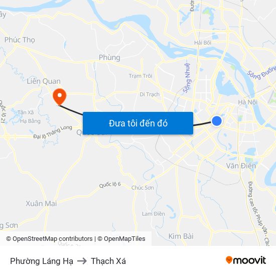 Phường Láng Hạ to Thạch Xá map