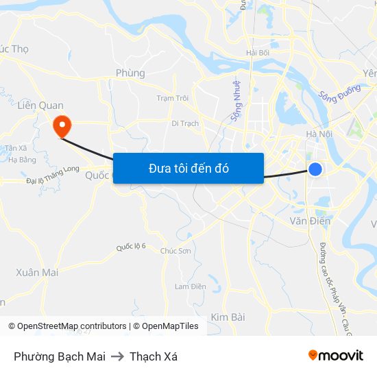 Phường Bạch Mai to Thạch Xá map