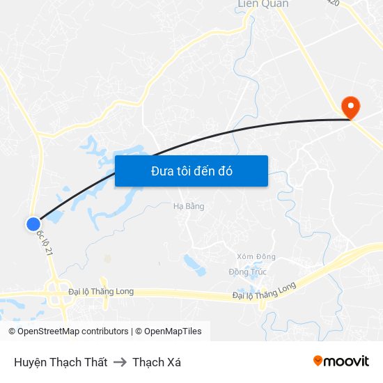 Huyện Thạch Thất to Thạch Xá map