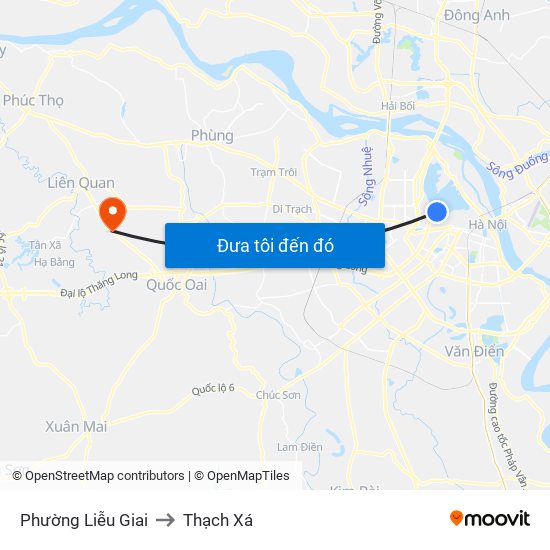 Phường Liễu Giai to Thạch Xá map