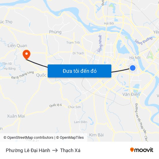 Phường Lê Đại Hành to Thạch Xá map