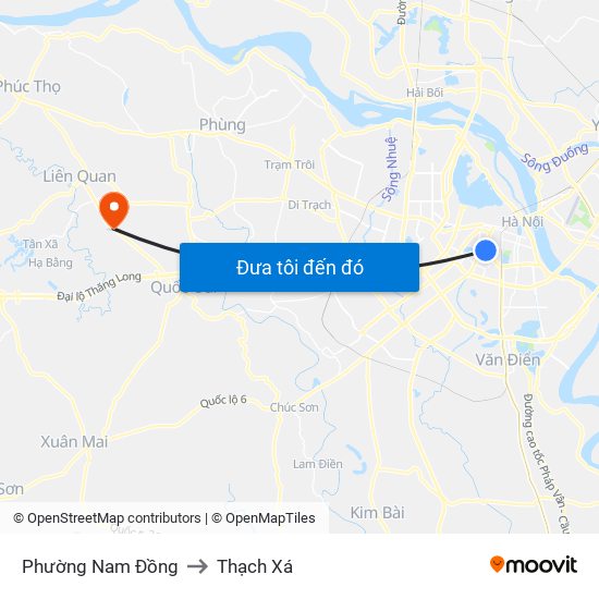 Phường Nam Đồng to Thạch Xá map