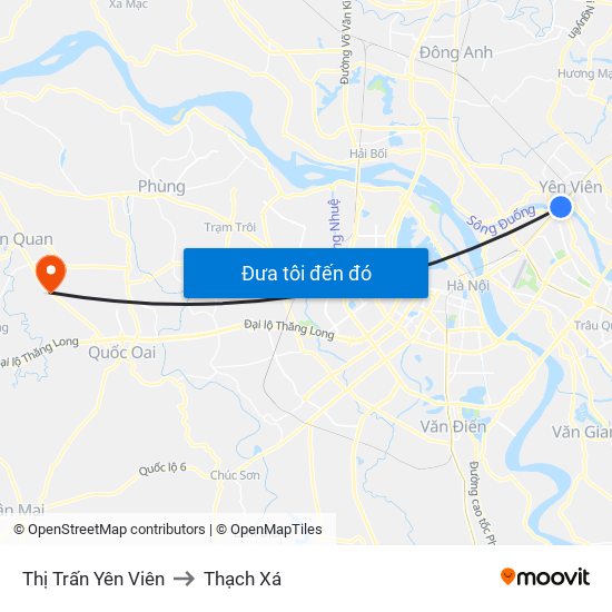 Thị Trấn Yên Viên to Thạch Xá map