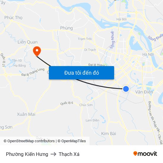 Phường Kiến Hưng to Thạch Xá map