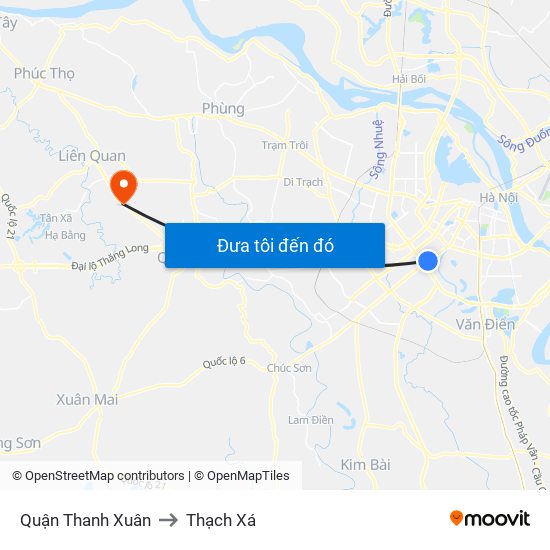 Quận Thanh Xuân to Thạch Xá map