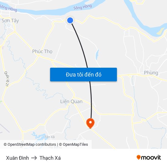 Xuân Đình to Thạch Xá map