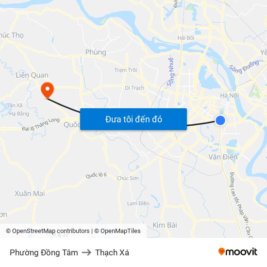 Phường Đồng Tâm to Thạch Xá map