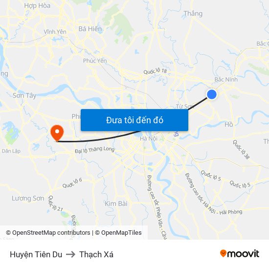 Huyện Tiên Du to Thạch Xá map