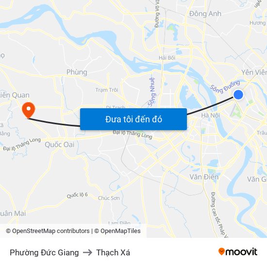 Phường Đức Giang to Thạch Xá map