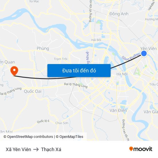 Xã Yên Viên to Thạch Xá map