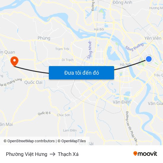 Phường Việt Hưng to Thạch Xá map