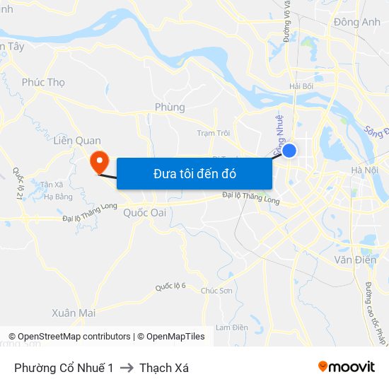 Phường Cổ Nhuế 1 to Thạch Xá map