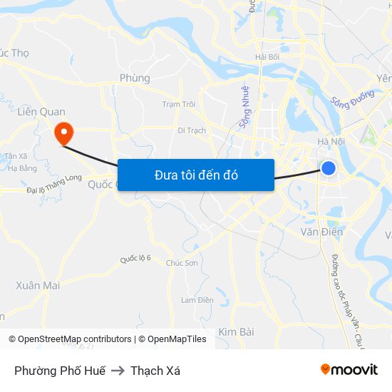 Phường Phố Huế to Thạch Xá map