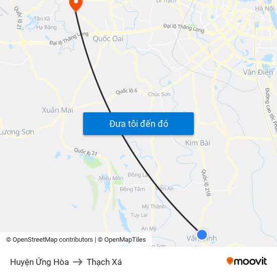 Huyện Ứng Hòa to Thạch Xá map