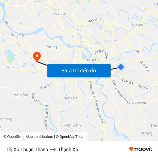 Thị Xã Thuận Thành to Thạch Xá map
