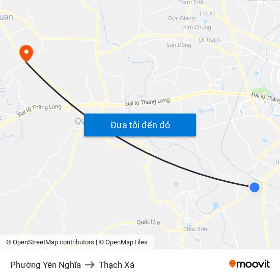 Phường Yên Nghĩa to Thạch Xá map