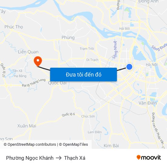 Phường Ngọc Khánh to Thạch Xá map