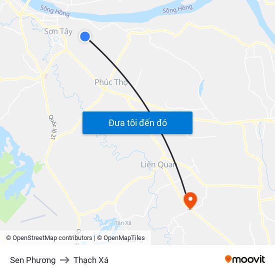 Sen Phương to Thạch Xá map