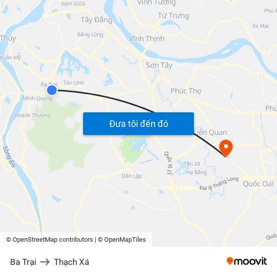 Ba Trại to Thạch Xá map