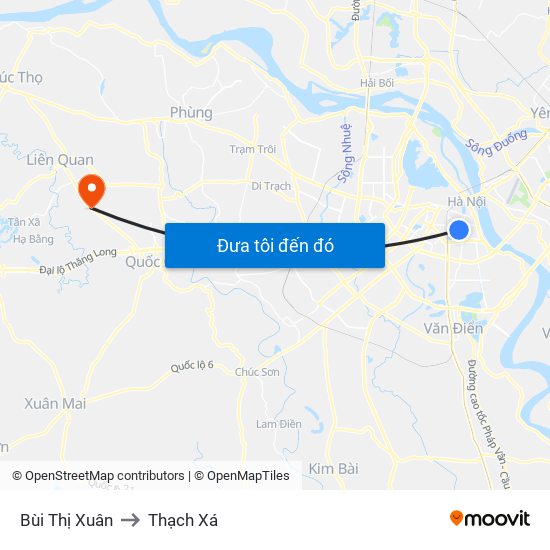 Bùi Thị Xuân to Thạch Xá map