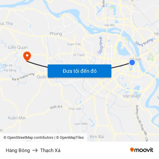 Hàng Bông to Thạch Xá map