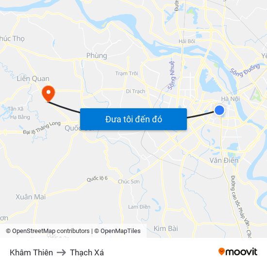 Khâm Thiên to Thạch Xá map