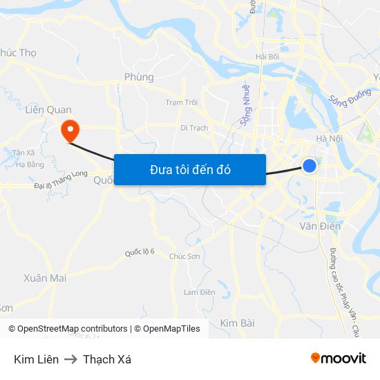 Kim Liên to Thạch Xá map