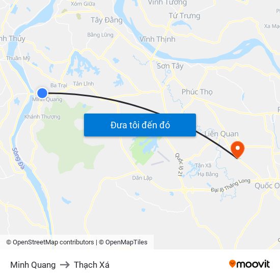 Minh Quang to Thạch Xá map