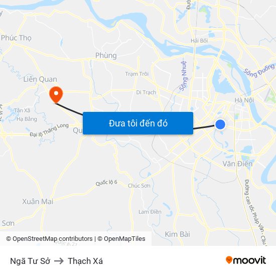 Ngã Tư Sở to Thạch Xá map