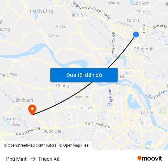 Phú Minh to Thạch Xá map