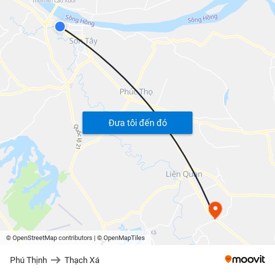 Phú Thịnh to Thạch Xá map