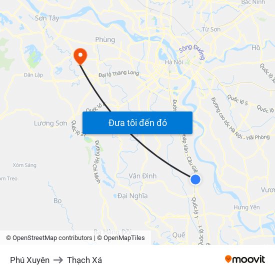 Phú Xuyên to Thạch Xá map