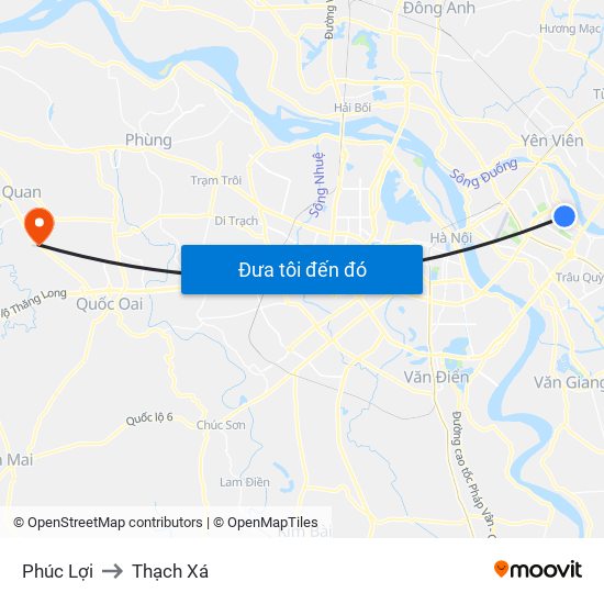 Phúc Lợi to Thạch Xá map