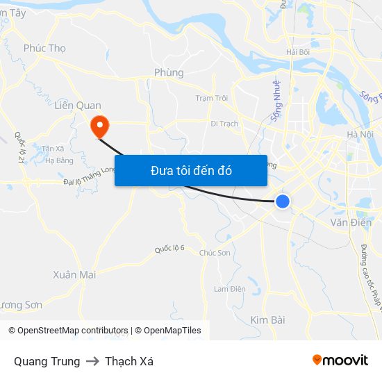 Quang Trung to Thạch Xá map
