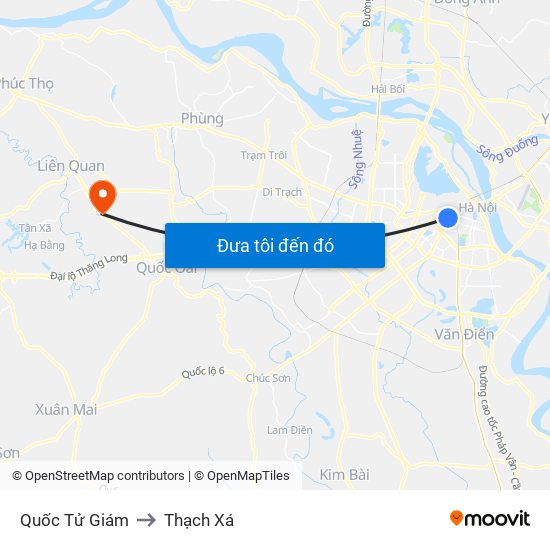 Quốc Tử Giám to Thạch Xá map