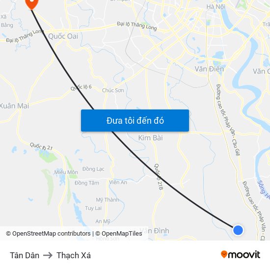 Tân Dân to Thạch Xá map