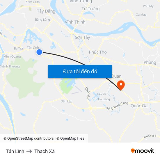 Tản Lĩnh to Thạch Xá map