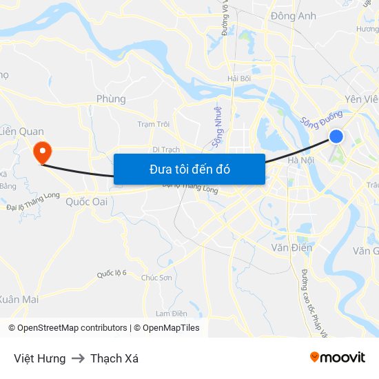 Việt Hưng to Thạch Xá map