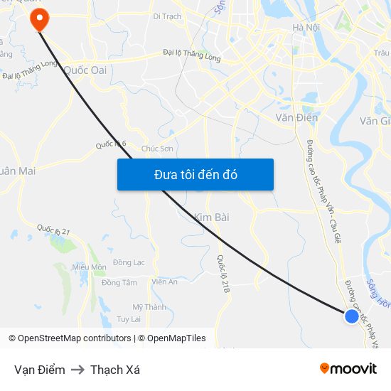 Vạn Điểm to Thạch Xá map