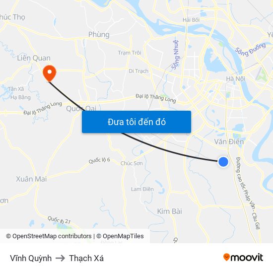 Vĩnh Quỳnh to Thạch Xá map